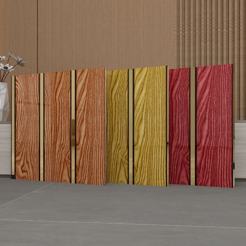 Pvc Panel Background - 고급스러운 나무 무늬 벽 패널, 골드